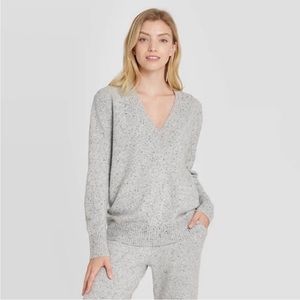 Stars Above Knit V Neck Sweater and Bottoms Pajama Set